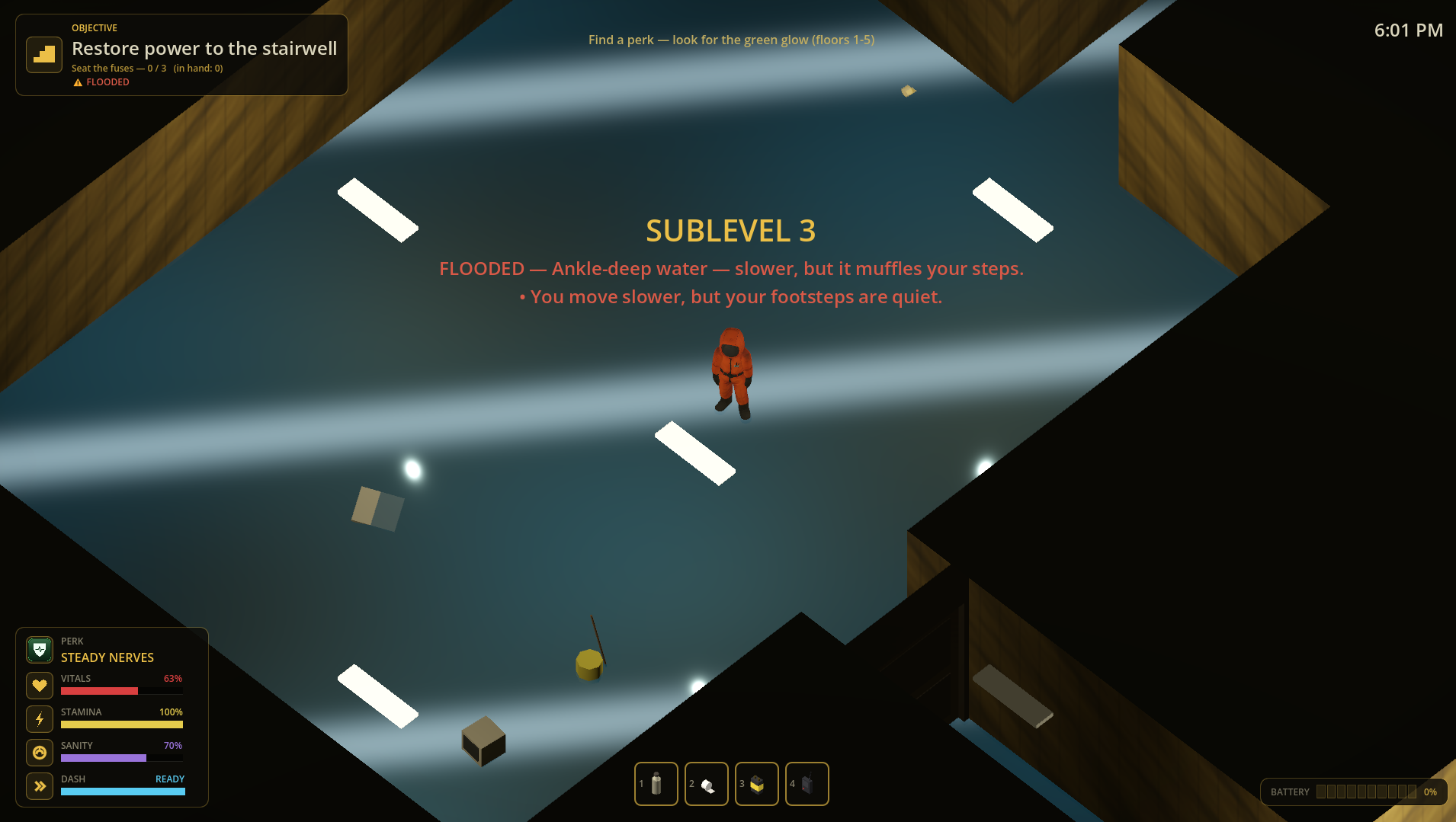 Flooded sublevel gameplay