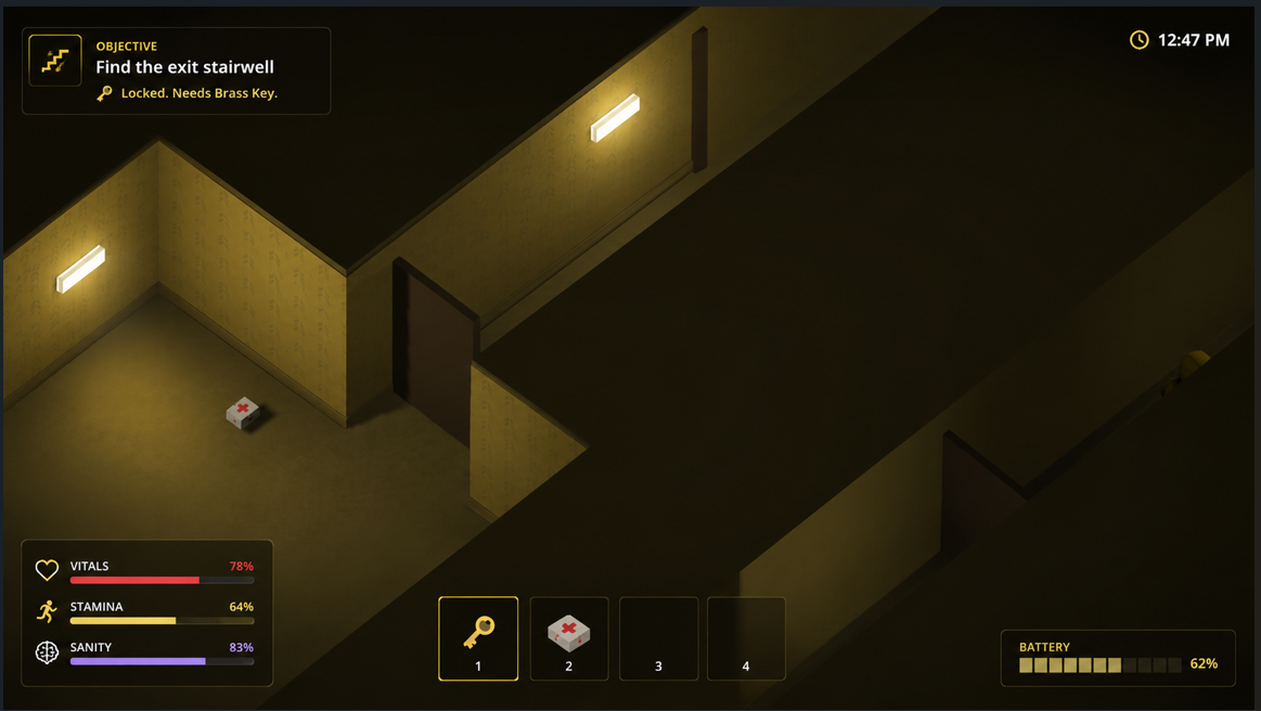 Dim yellow corridor from We Should Run
